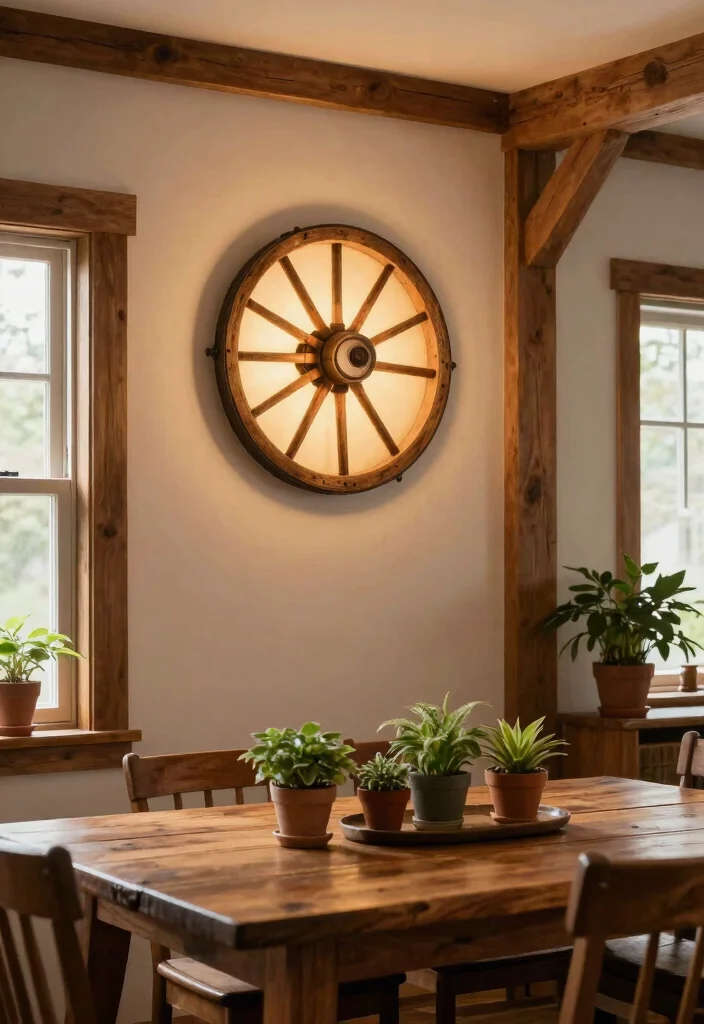 15 Flush Mount Ceiling Light Ideas for Low Ceilings Under 8 Feet - 10. Rustic Wagon Wheel Flush Mount 1