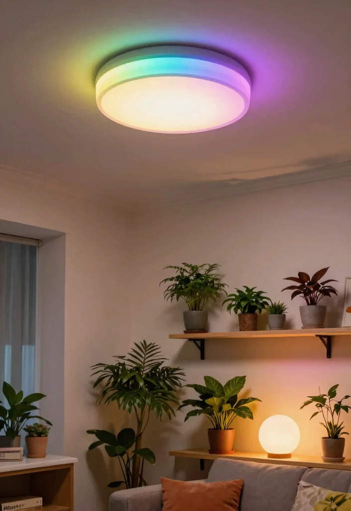 15 Flush Mount Ceiling Light Ideas for Low Ceilings Under 8 Feet - 14. Color-Changing LED Flush Mount 1