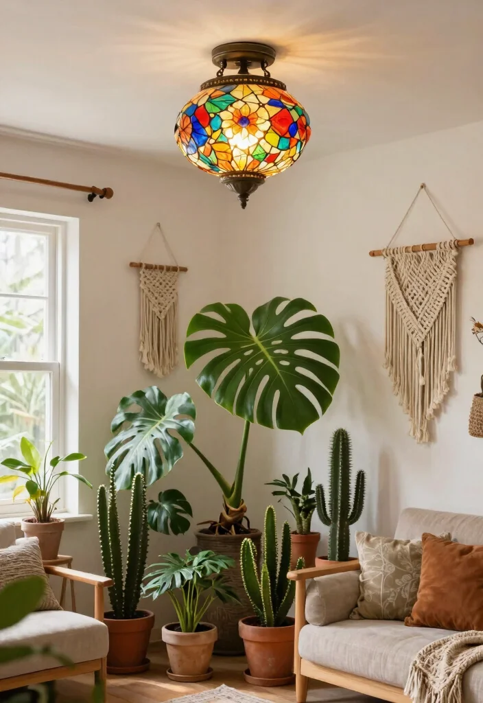 15 Flush Mount Ceiling Light Ideas for Low Ceilings Under 8 Feet - 3. Bohemian Glass Flush Mount 1