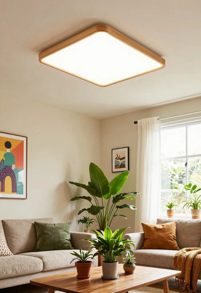 15 Flush Mount Ceiling Light Ideas for Low Ceilings Under 8 Feet - 7. Mid-Century Modern Flush Mount 1