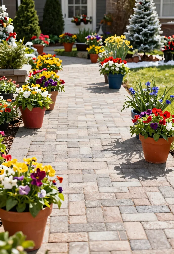 15 Front Yard Paver Ideas That Don't Require Heavy Equipment - 14. Seasonal Displays 1