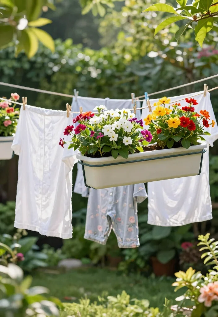 15 Outdoor Clothes Line Ideas That Don't Ruin Your Backyard View - 13. Vertical Garden Clothesline 1