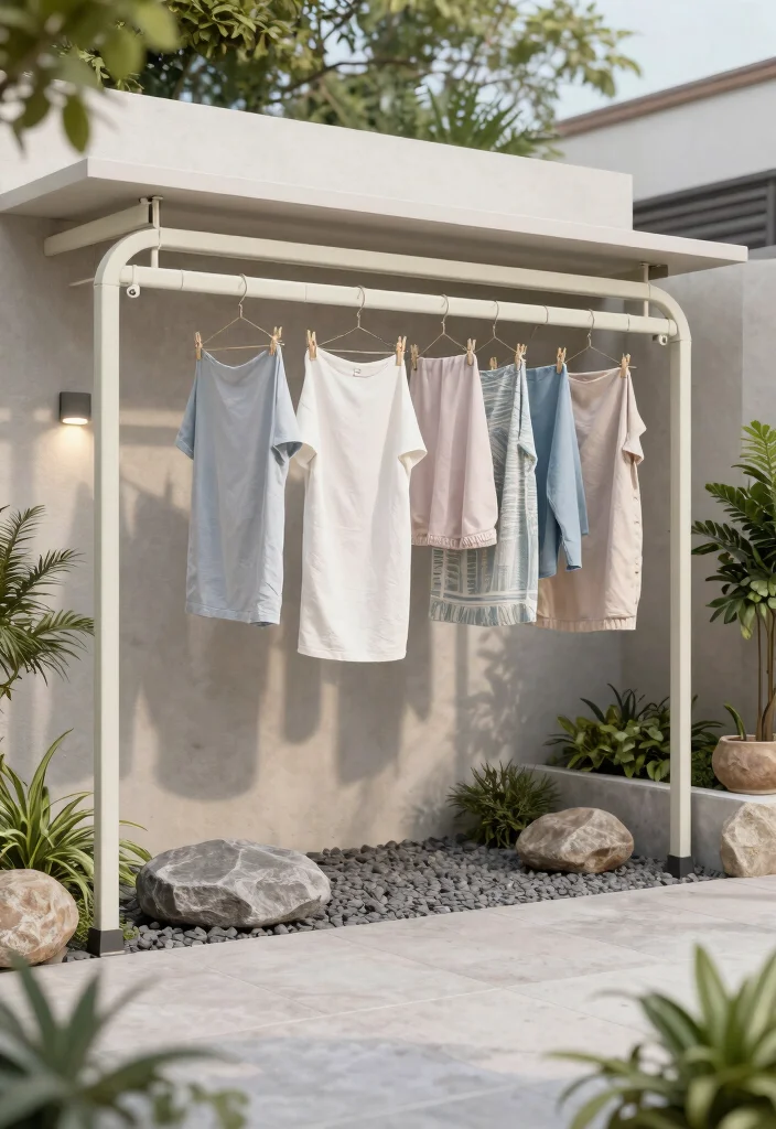 15 Outdoor Clothes Line Ideas That Don't Ruin Your Backyard View - 14. Creative Hanging Rail Systems 1