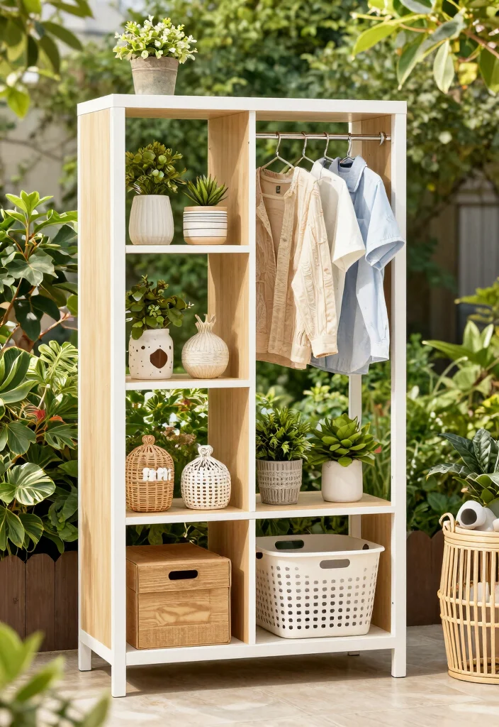 15 Outdoor Clothes Line Ideas That Don't Ruin Your Backyard View - 15. Multi-Functional Outdoor Shelving 1