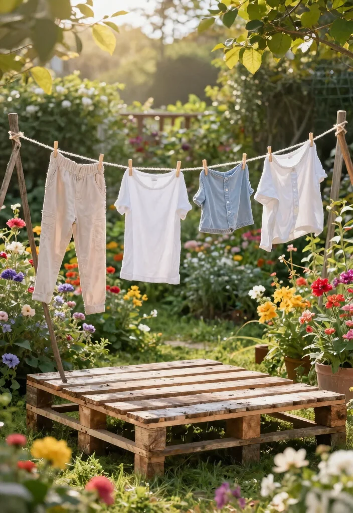 15 Outdoor Clothes Line Ideas That Don't Ruin Your Backyard View - 6. DIY Pallet Clothesline 1