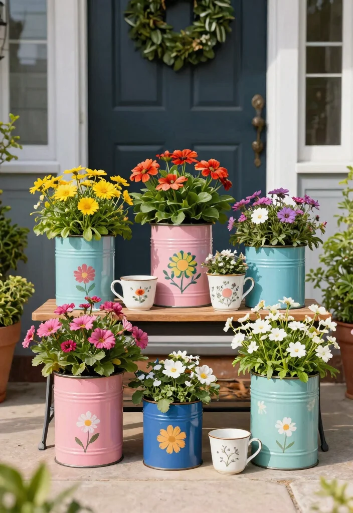 15 Outdoor Planters Front Door Ideas for Small Entry Spaces 16 15 Outdoor Planters Front Door Ideas for Small Entry Spaces - 15. Recycled Container Planters 1