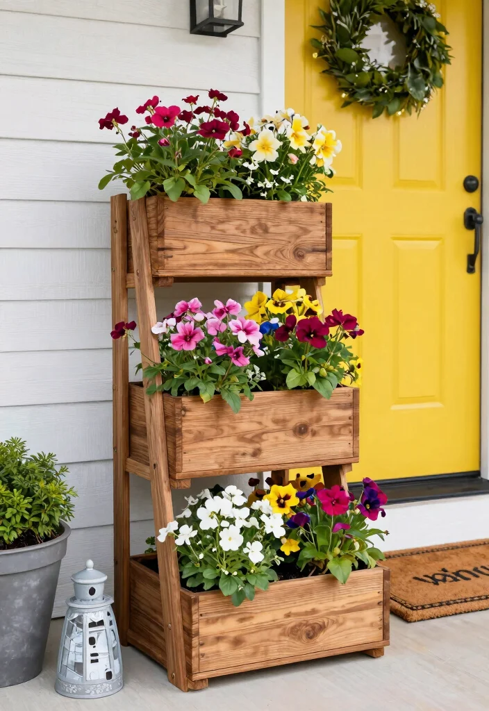 15 Outdoor Planters Front Door Ideas for Small Entry Spaces 4 15 Outdoor Planters Front Door Ideas for Small Entry Spaces - 3. Tiered Planter Box 1
