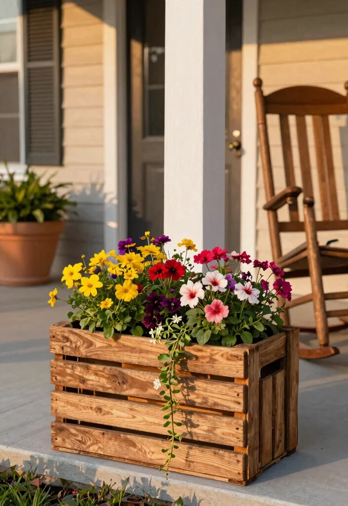 15 Outdoor Planters Front Door Ideas for Small Entry Spaces 8 15 Outdoor Planters Front Door Ideas for Small Entry Spaces - 7. Rustic Wooden Crate Planter 1