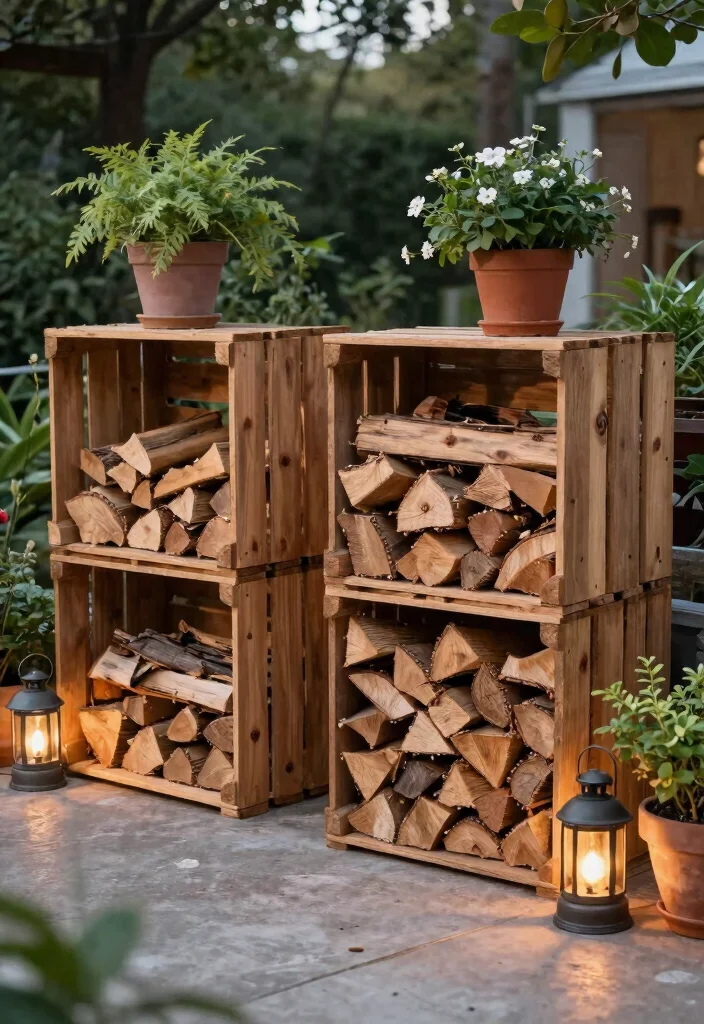 15 Patio Fireplace Ideas on a Budget Without a Full Masonry Build 13 15 Patio Fireplace Ideas on a Budget Without a Full Masonry Build - 12. Firewood Storage: A Beautiful Addition 1