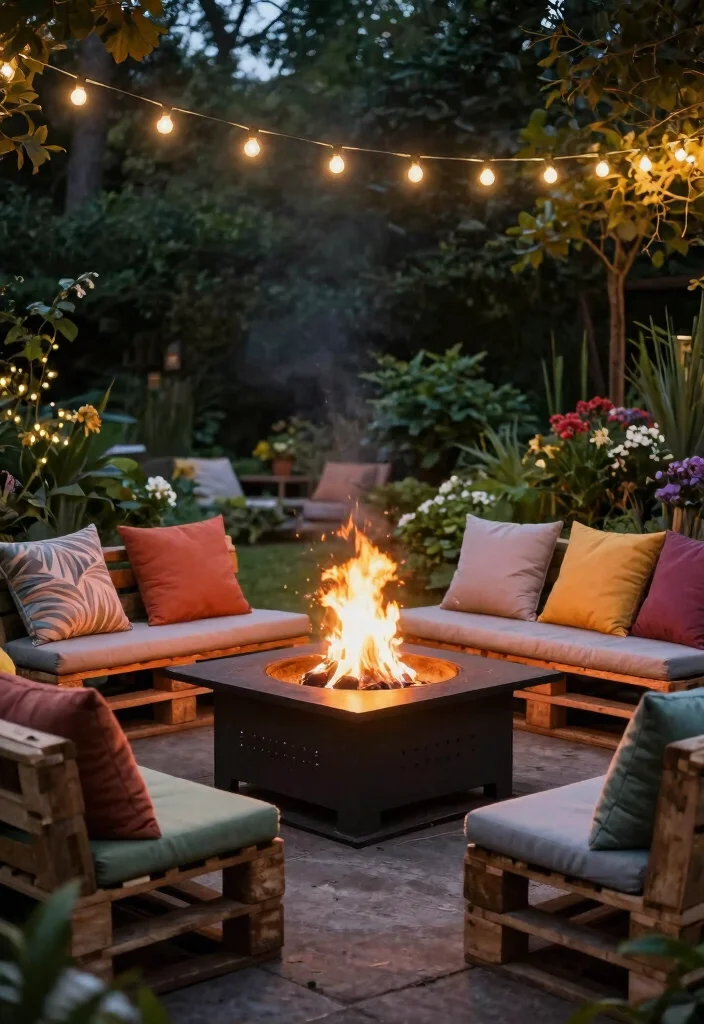15 Patio Fireplace Ideas on a Budget Without a Full Masonry Build 14 15 Patio Fireplace Ideas on a Budget Without a Full Masonry Build - 13. Pallet Fire Pit: Upcycled Creativity 1