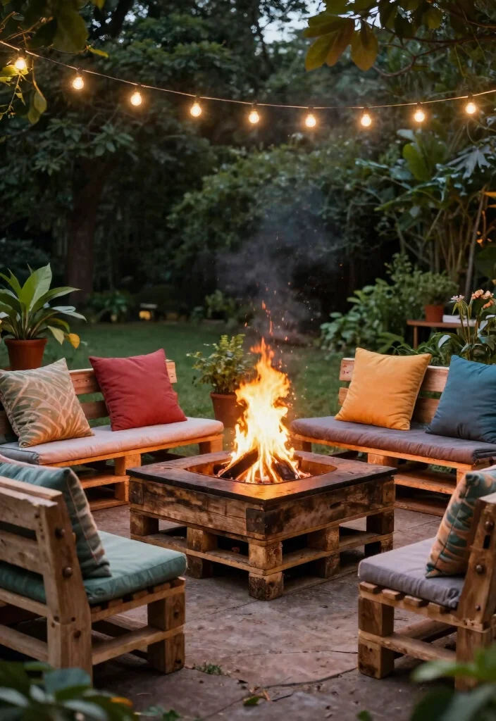 15 Patio Fireplace Ideas on a Budget Without a Full Masonry Build 6 15 Patio Fireplace Ideas on a Budget Without a Full Masonry Build - 5. Reclaimed Wood Fire Pit: Eco-Friendly Touch 1