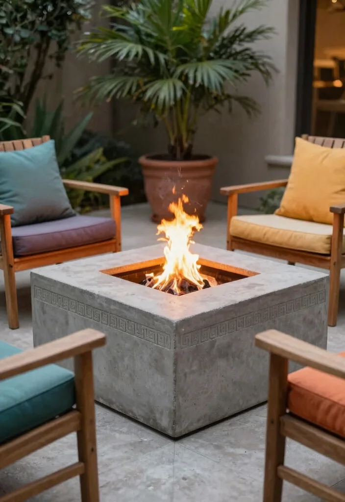 15 Patio Fireplace Ideas on a Budget Without a Full Masonry Build 7 15 Patio Fireplace Ideas on a Budget Without a Full Masonry Build - 6. Concrete Block Fire Pit: Modular Magic 1