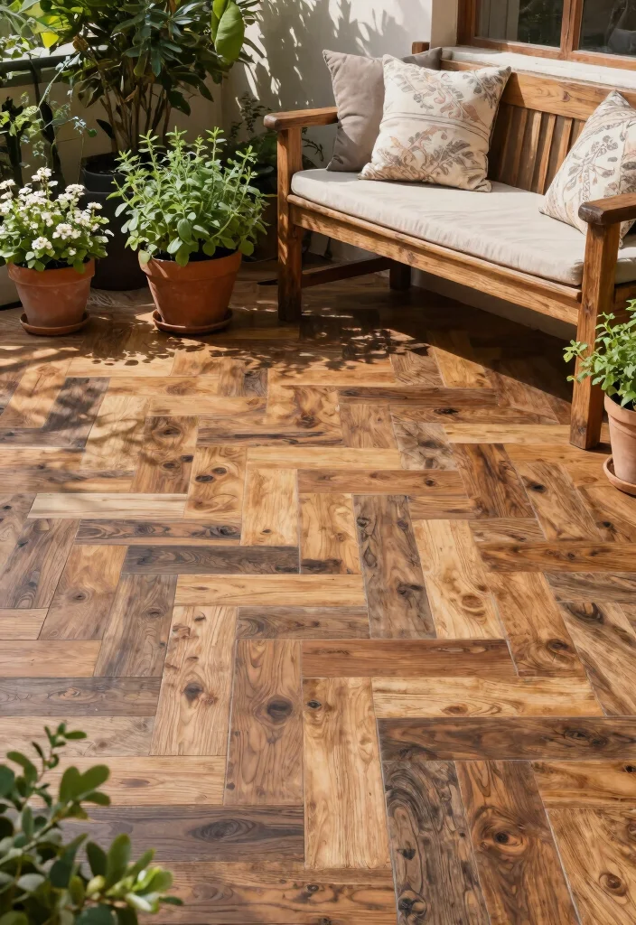 15 Patio Tiles Over Concrete That Don't Require Removal 2 15 Patio Tiles Over Concrete That Don't Require Removal - 1. Rustic Charm with Reclaimed Wood Tiles 1