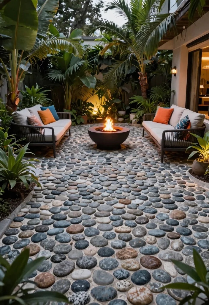 15 Patio Tiles Over Concrete That Don't Require Removal 7 15 Patio Tiles Over Concrete That Don't Require Removal - 6. Stylish Pebble Tiles for a Natural Look 1