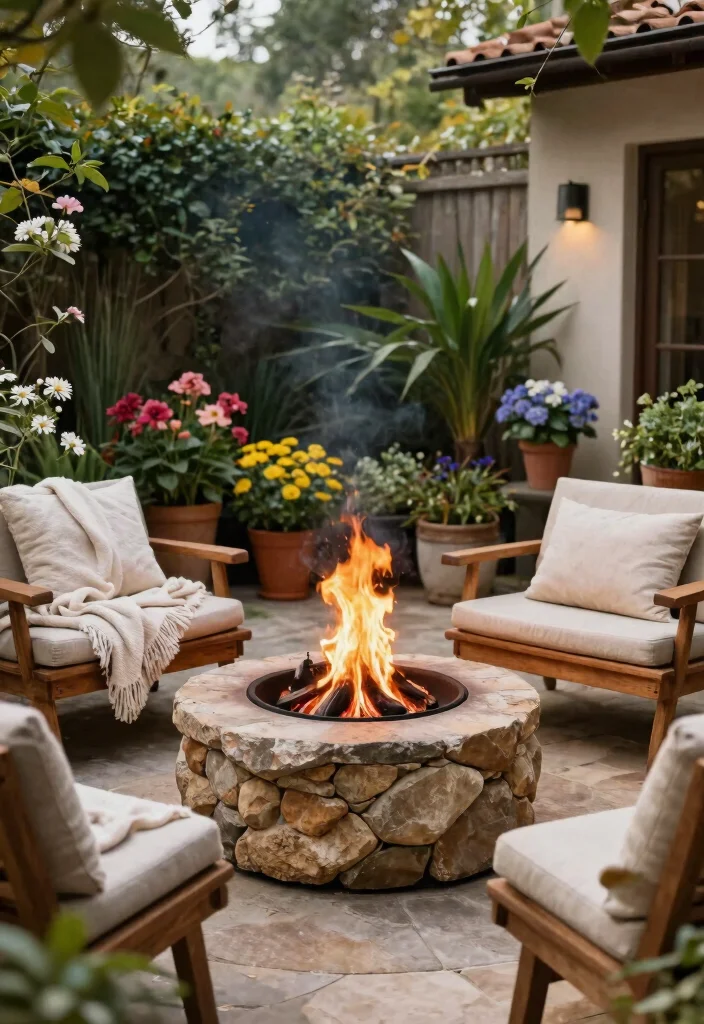 15 Smokeless Fire Pit Ideas for Small Patios Without Smoke Drift - 11. Rustic Fire Pits for a Cozy Feel 1