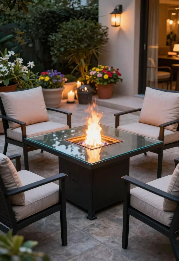 15 Smokeless Fire Pit Ideas for Small Patios Without Smoke Drift - 5. Fire Pit Tables for Multifunctionality 1