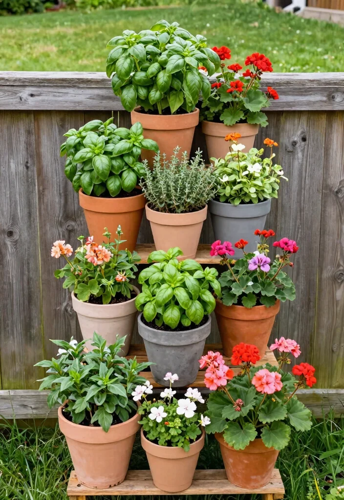 15 Summer Flower Pots That Bloom All Season Without Replanting - 5. Vertical Pot Gardens 1