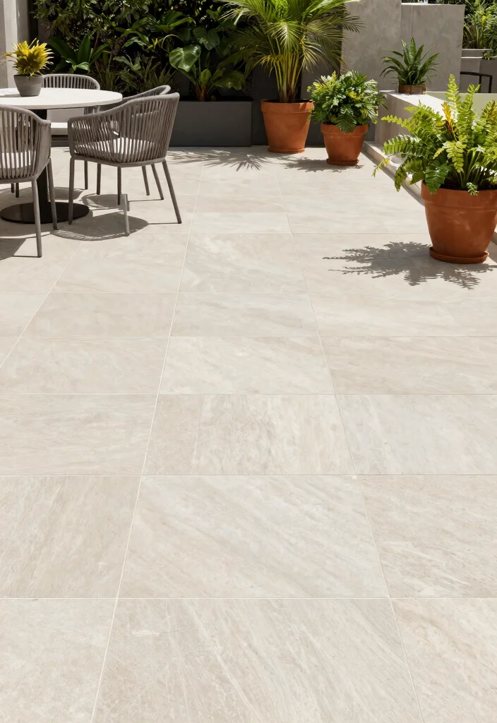 15 Terrace Tiles Outdoor Ideas That Won't Crack in Freeze-Thaw Cycles - 12. Large Format Tiles: Creating an Illusion of Space 1