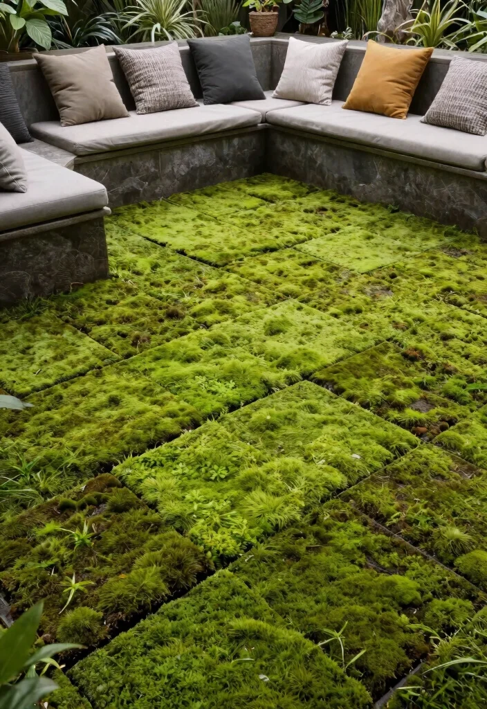 15 Terrace Tiles Outdoor Ideas That Won't Crack in Freeze-Thaw Cycles - 9. Moss-Covered Tiles: A Green Oasis 1