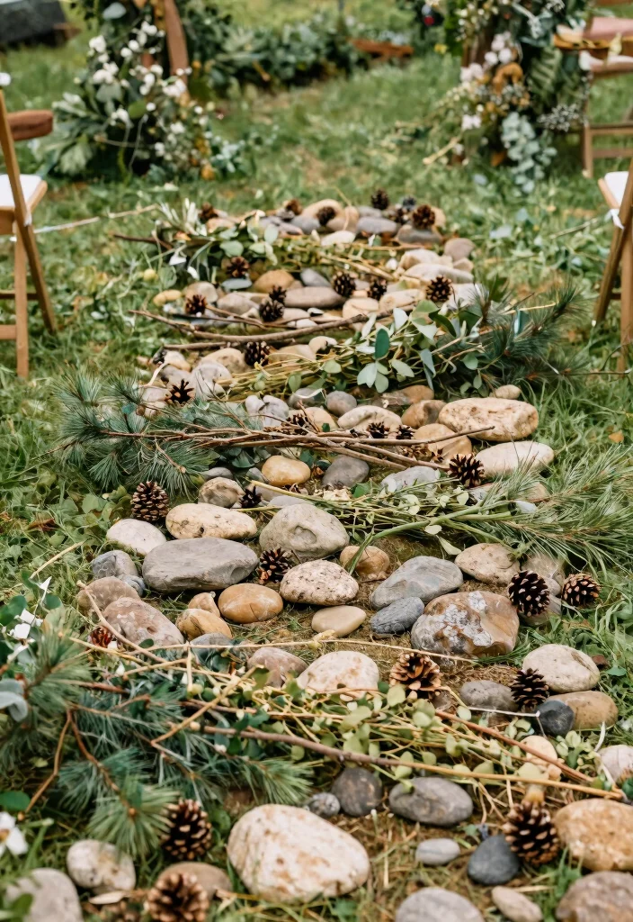 15 Wedding Aisle Decorations Outdoor That Won't Blow Away - 13. Natural Elements 1