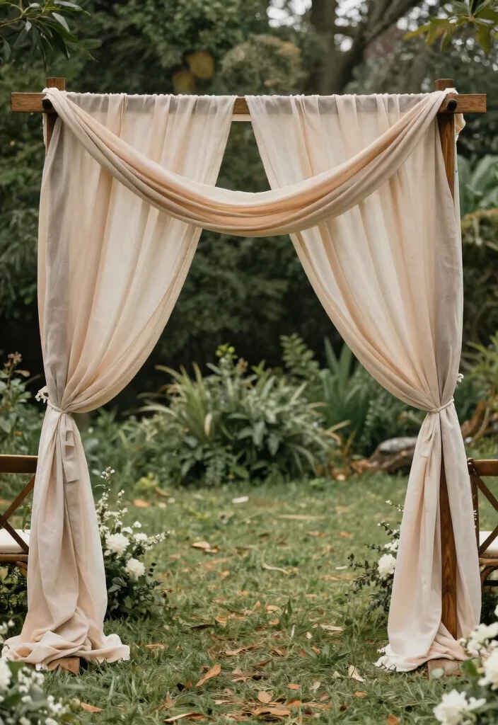 15 Wedding Aisle Decorations Outdoor That Won't Blow Away - 3. Fabric Draping 1
