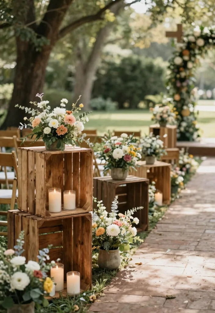 15 Wedding Aisle Decorations Outdoor That Won't Blow Away - 5. Wooden Crates 1