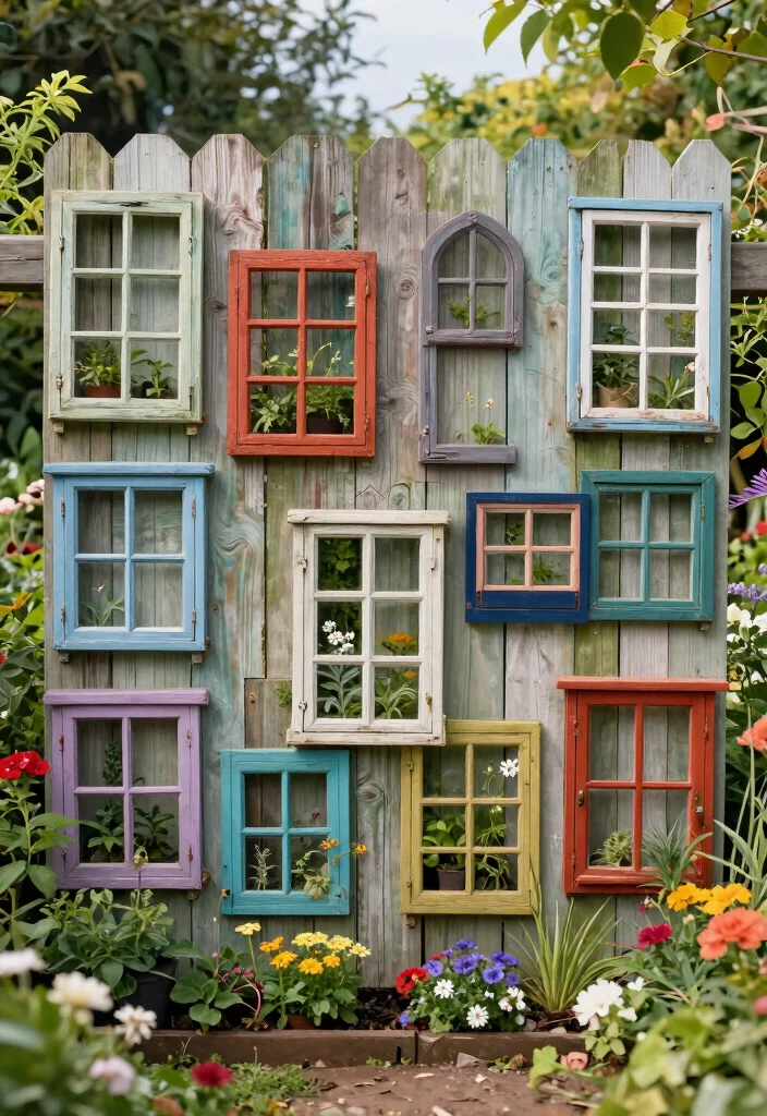 18 Unique Fence Ideas That Hide Eyesores and Boost Curb Appeal 18 18 Unique Fence Ideas That Hide Eyesores and Boost Curb Appeal - 17. Upcycled Window Fences 1