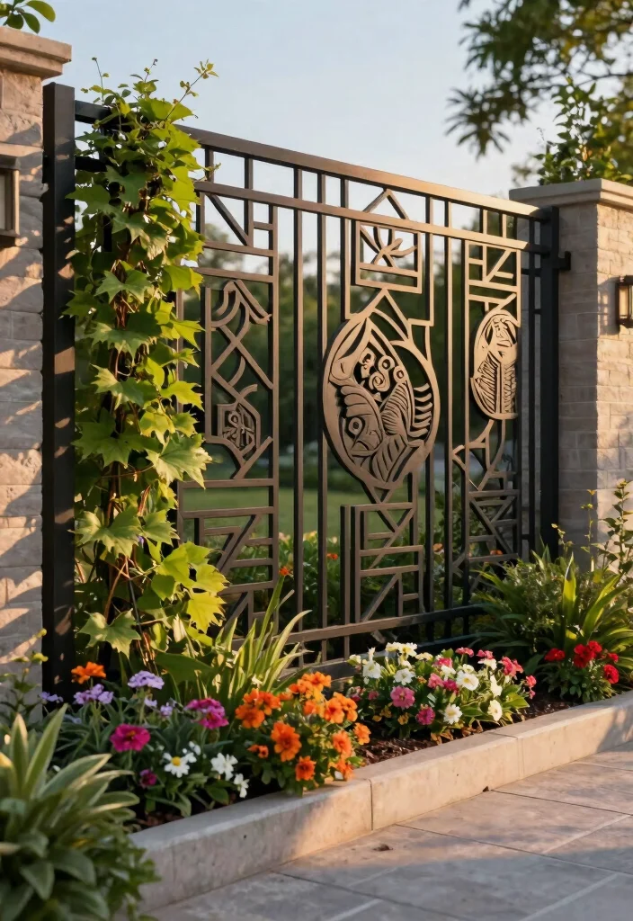 18 Unique Fence Ideas That Hide Eyesores and Boost Curb Appeal 5 18 Unique Fence Ideas That Hide Eyesores and Boost Curb Appeal - 4. Artistic Metal Fencing 1