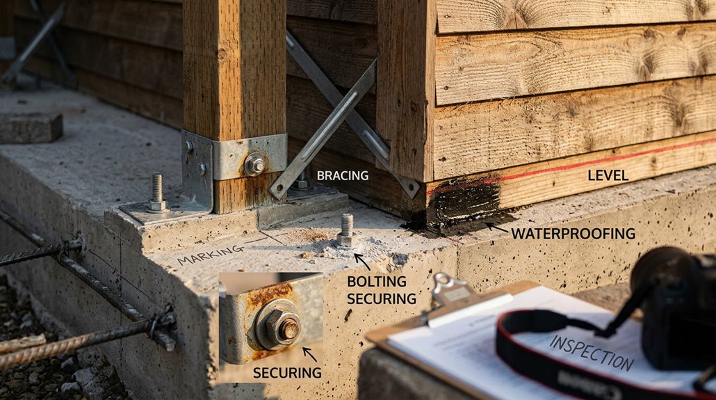 securely anchored storage shed steps