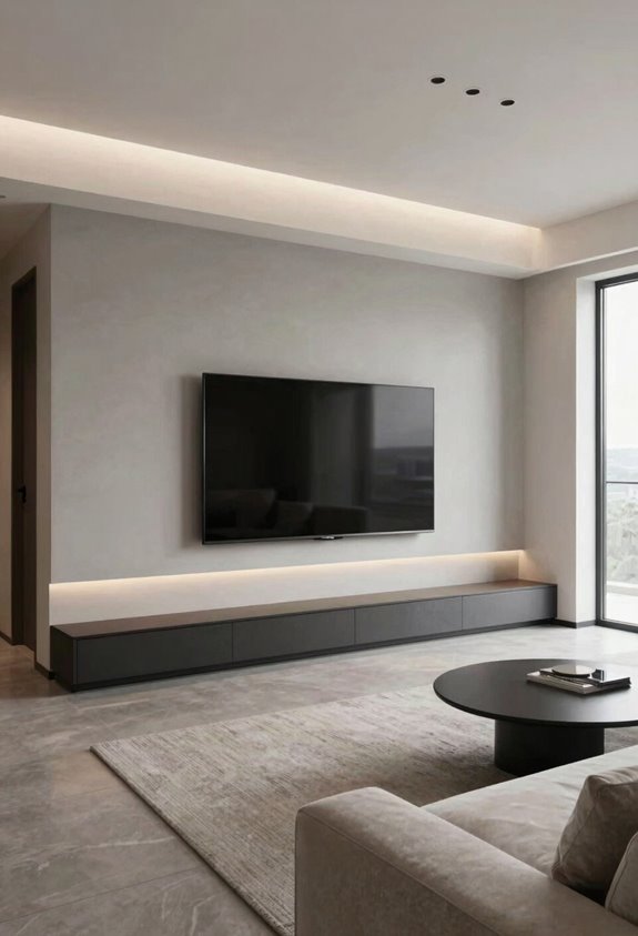 wall mounted tv saves space and panels