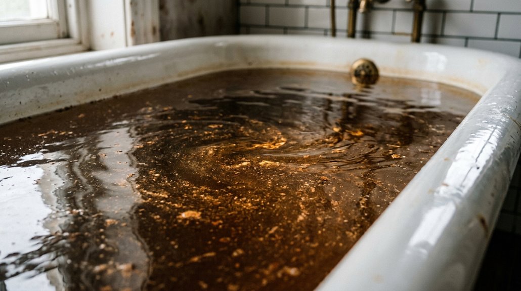 why is my bathtub water brown
