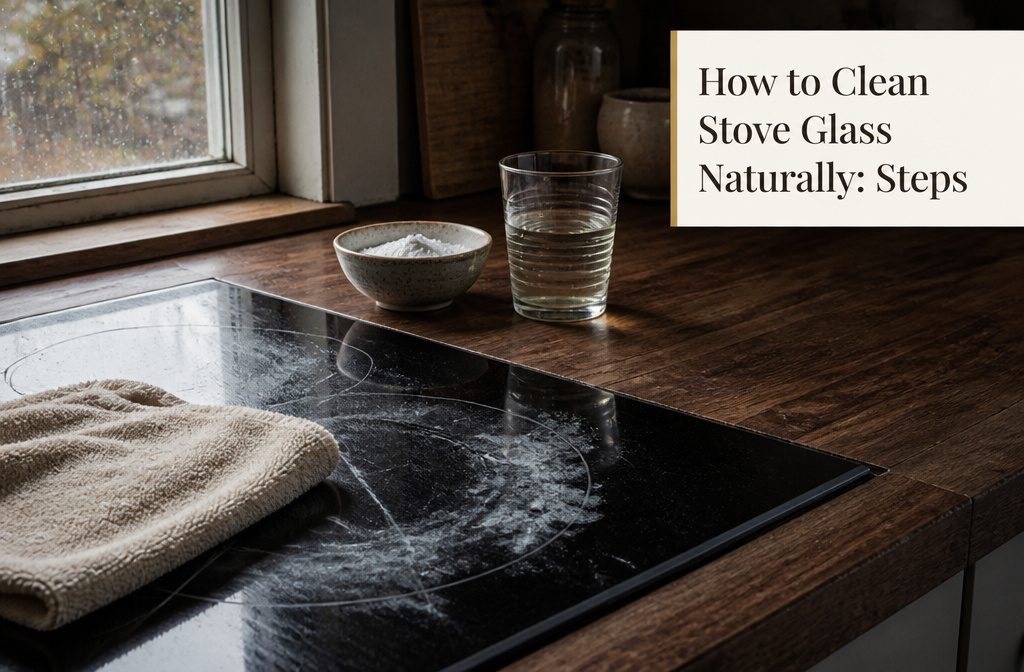 Black glass cooktop with a saucepan and wooden spoon on the nearby counter