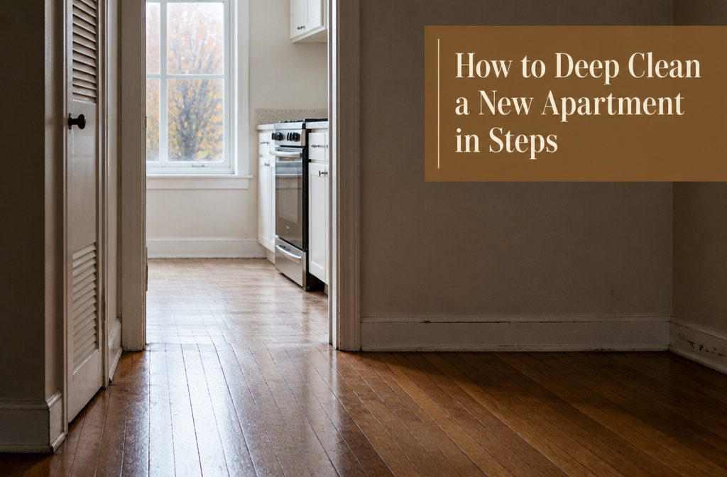 Empty apartment interior with bare floors and clear access to corners