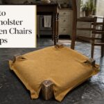 Kitchen chair with a newly upholstered seat beside its wooden frame