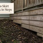 Raised wooden deck with finished skirting around the space below
